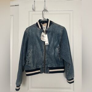NWT BDG Urban Outfitters Denim Bomber Varsity Jacket Lined